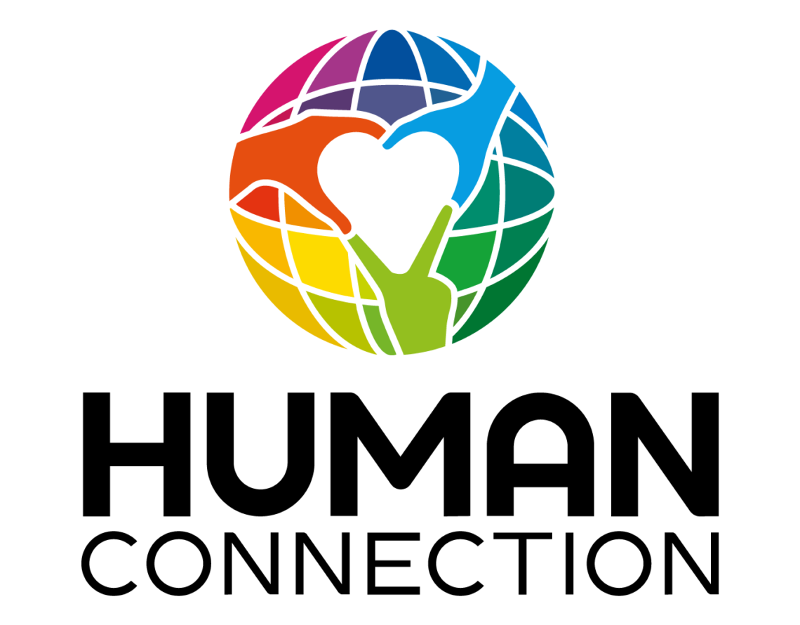 Connexion org. Human connection. PEERTUBE logo.